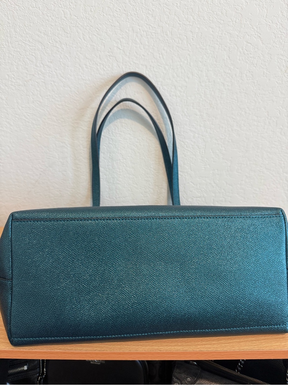 Coach Teal Metallic Tote Bag with Matching Clutch Wristlet - Picture 3 of 8